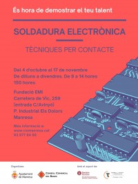 El curs Soldadura electrònica. Tècniques per contacte serà la segona acció formativa del programa Bages, Treball, Talent i Tecnologia.